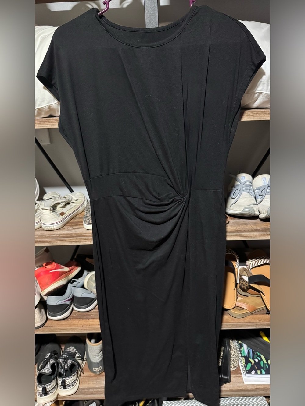 Amazon Black Twist-Knot Midi Dress